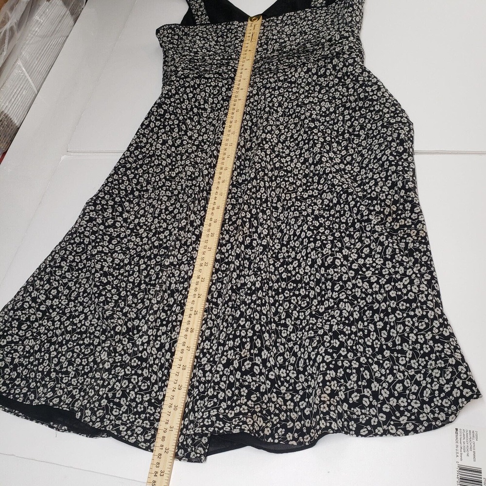 Ann Taylor Silk Dress Vintage 90s Y2k Womens 12 Floral Ditsy Sleeveless Black - Picture 11 of 16